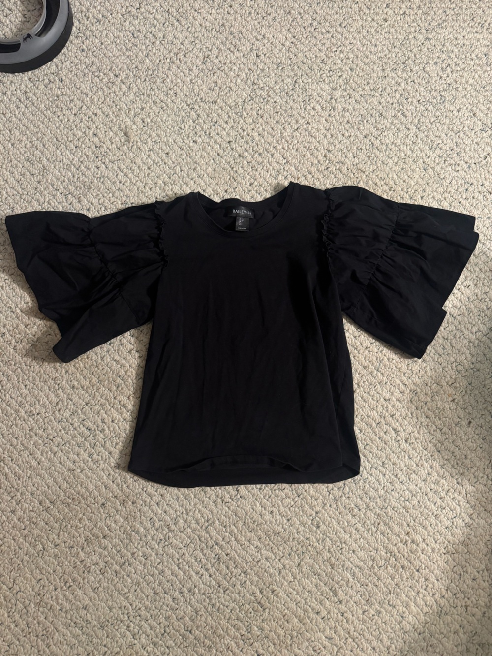 Bailey 44 Black Ruffled Sleeve Tee